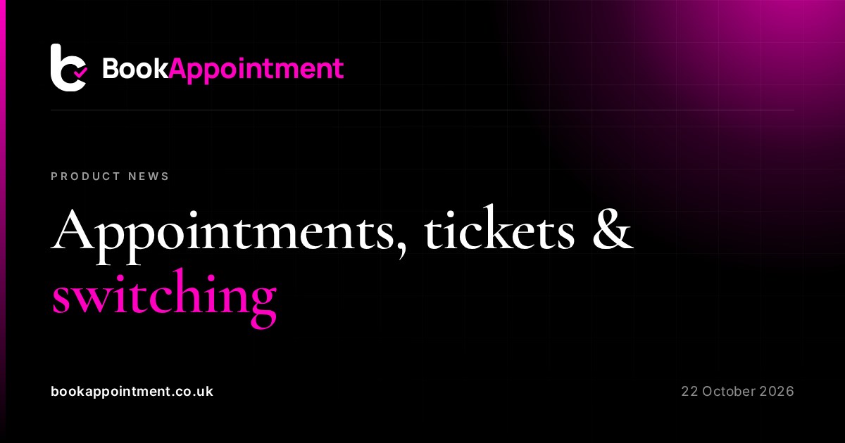Compare appointments, ticketing and switching in one place — BookAppointment