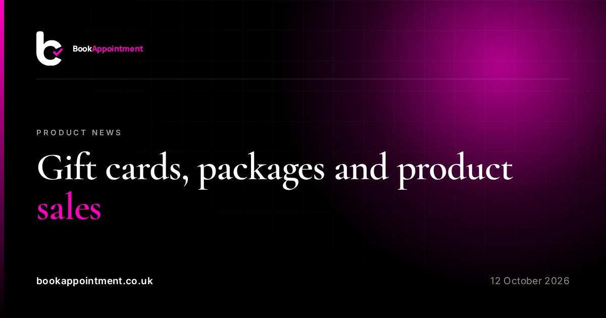 Gift cards, packages and product sales — BookAppointment